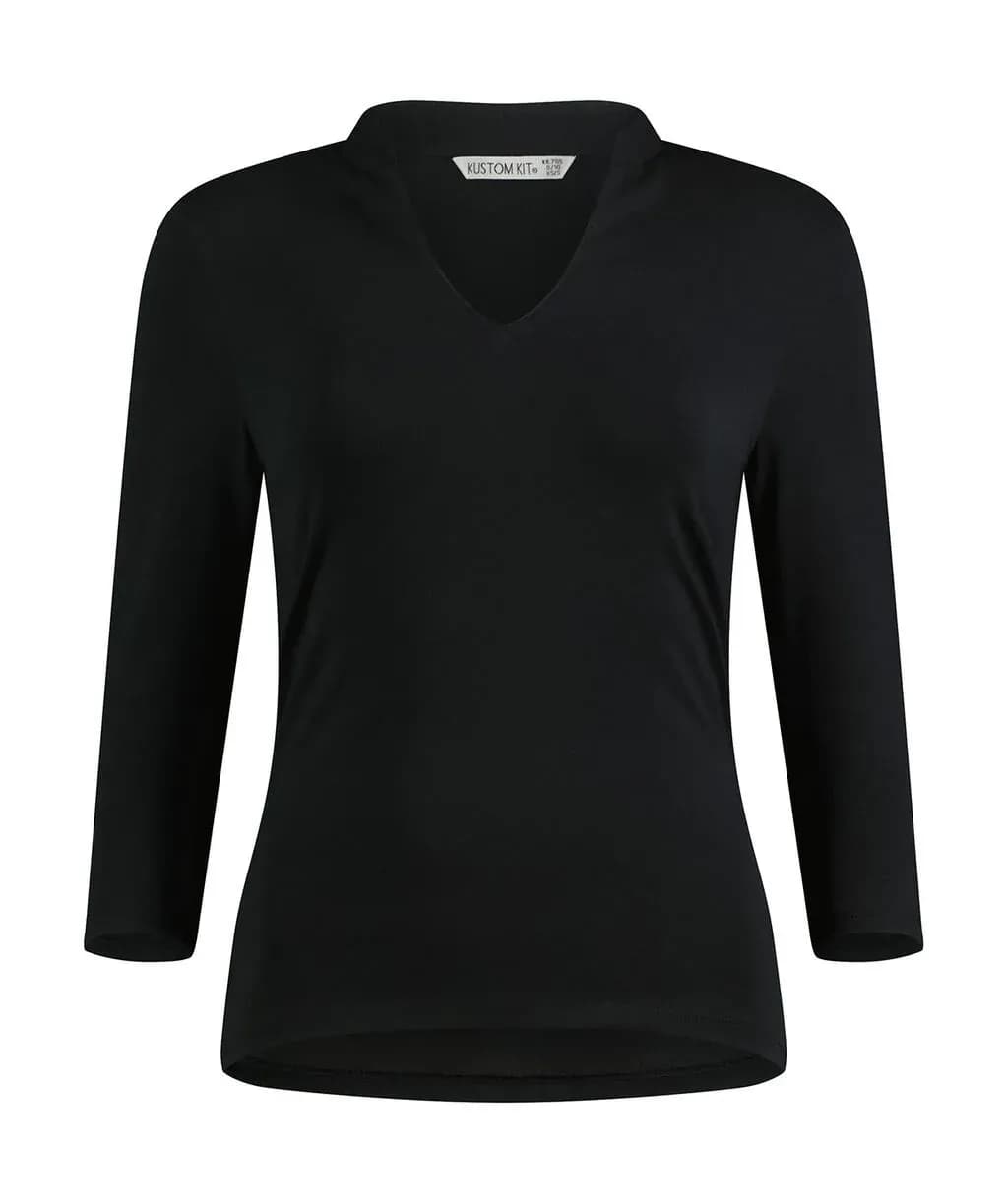 Kustom Kit Regular FiTee  Mandarin Collar Top 34 Sleeve - KK785