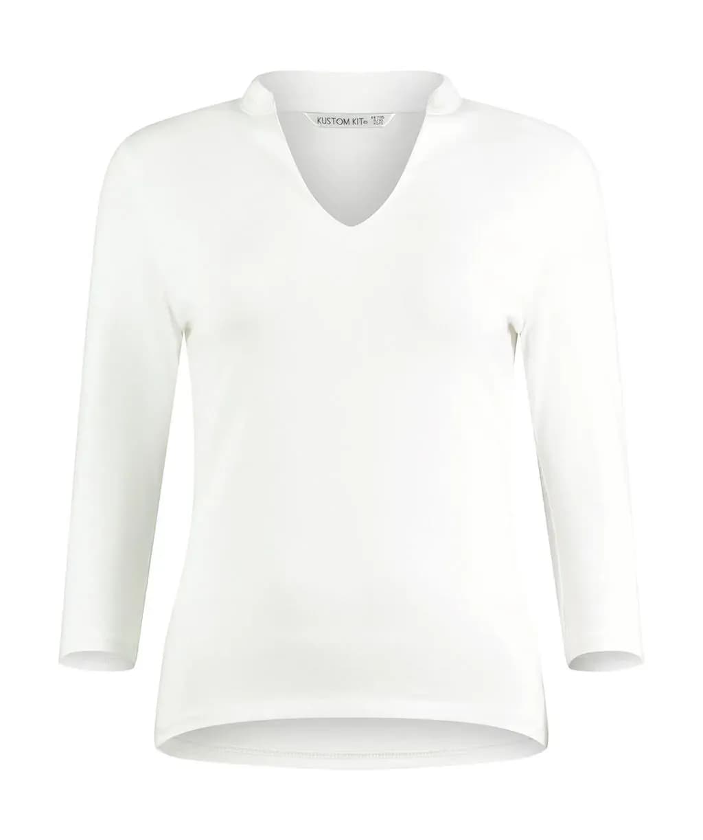 Kustom Kit Regular FiTee  Mandarin Collar Top 34 Sleeve - KK785
