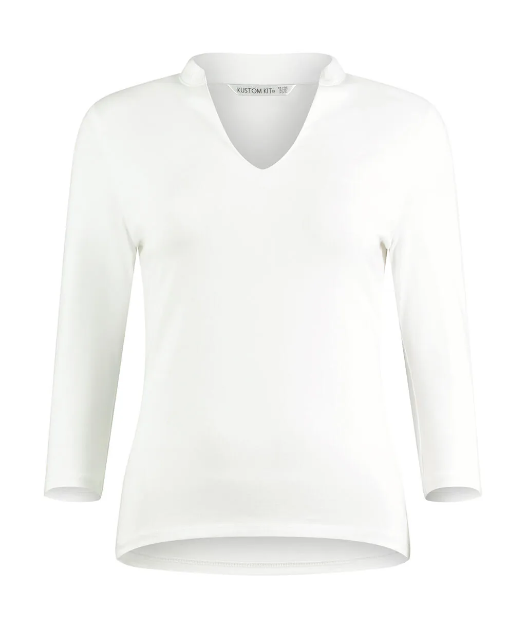 Kustom Kit Regular FiTee  Mandarin Collar Top 34 Sleeve - KK785