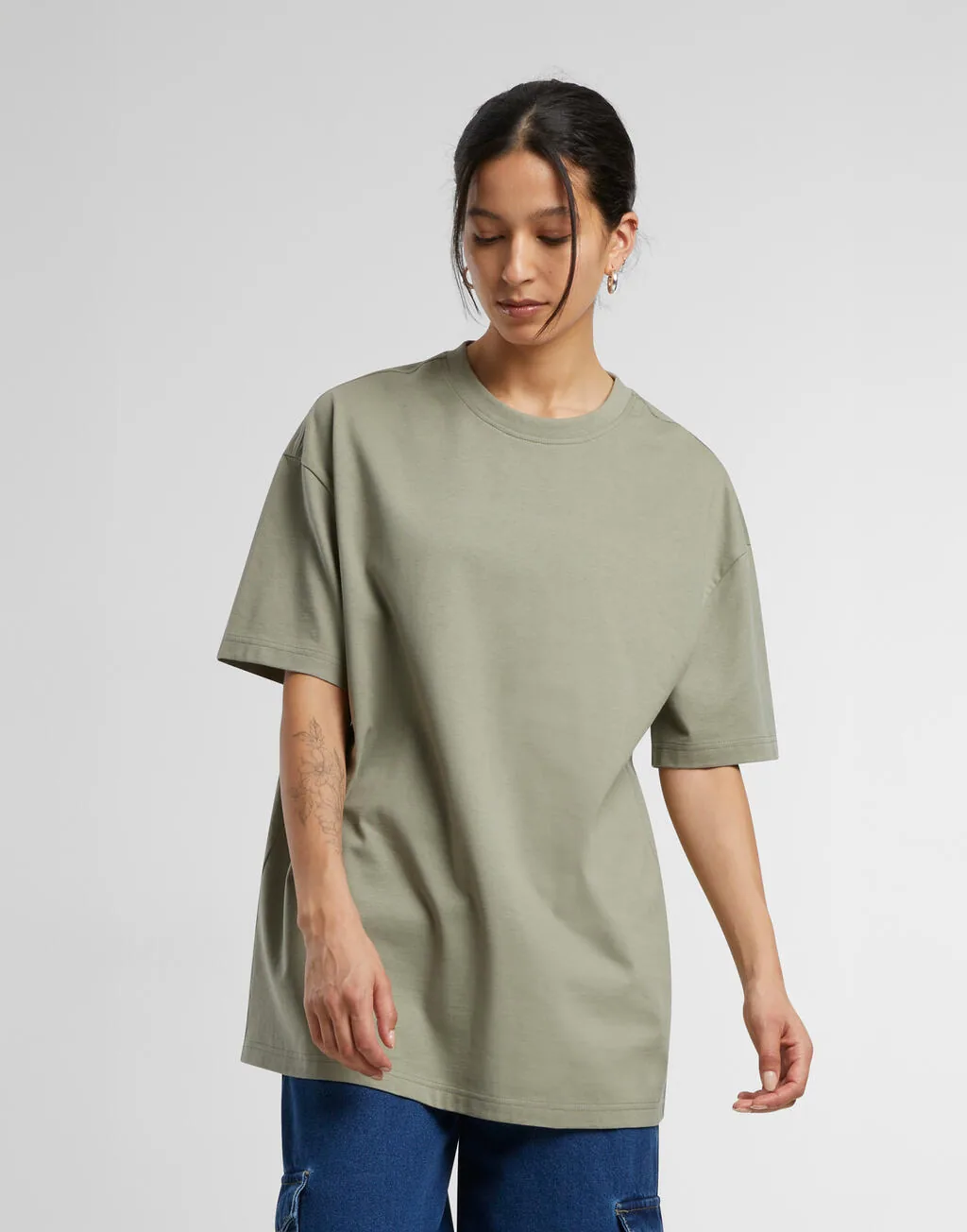 Build Your Brand Oversized Mock Neck Tee - BY230