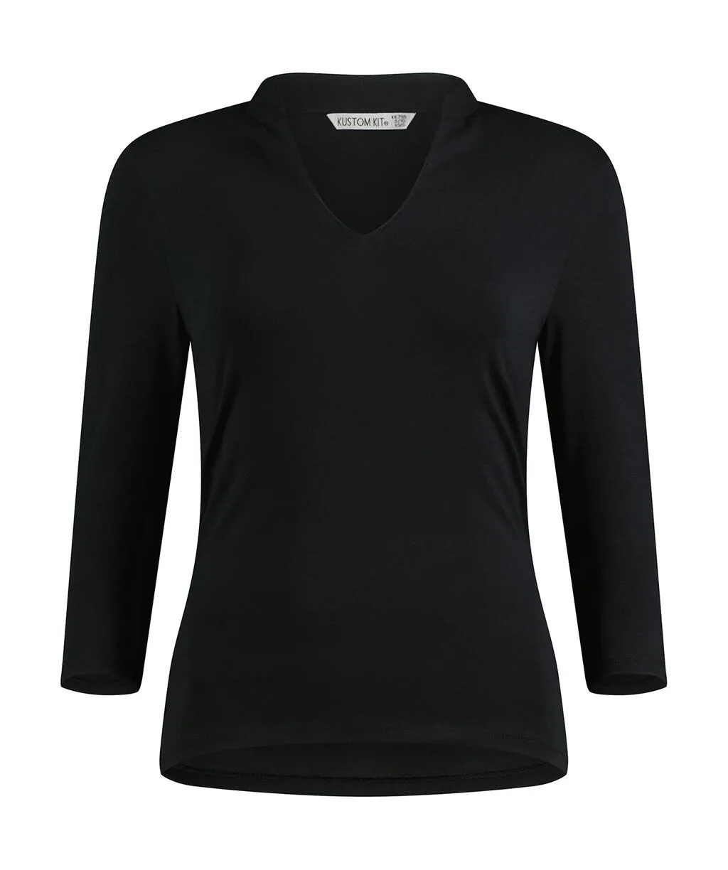 Kustom Kit Regular FiTee  Mandarin Collar Top 34 Sleeve - KK785